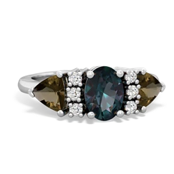 Alexandrite Antique Style Three Stone 14K White Gold ring R2186