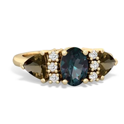 Alexandrite Antique Style Three Stone 14K Yellow Gold ring R2186