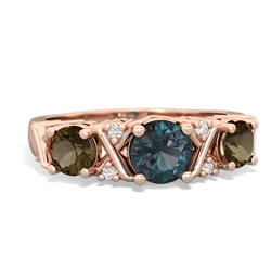 Alexandrite Hugs And Kisses 14K Rose Gold ring R5016