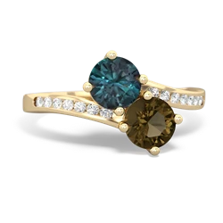 Alexandrite Channel Set Two Stone 14K Yellow Gold ring R5303