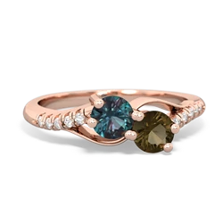 Alexandrite Infinity Pave Two Stone 14K Rose Gold ring R5285