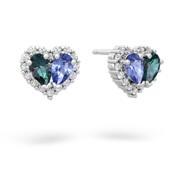 Alexandrite Halo 14K White Gold earrings E7008