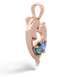 Alexandrite Dolphin Heart 14K Rose Gold pendant P5820