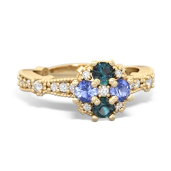 Alexandrite Sparkling Tiara Cluster 14K Yellow Gold ring R26293RD