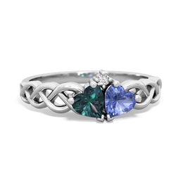 Alexandrite Heart To Heart Braid 14K White Gold ring R5870