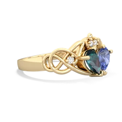 Alexandrite 'One Heart' Celtic Knot Claddagh 14K Yellow Gold ring R5322