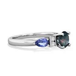 Alexandrite 6Mm Round Eternal Embrace Engagement 14K White Gold ring R2005