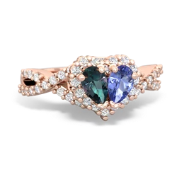 Alexandrite Diamond Twist 'One Heart' 14K Rose Gold ring R2640HRT