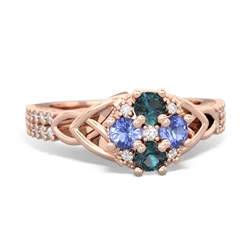 Alexandrite Celtic Knot Cluster Engagement 14K Rose Gold ring R26443RD