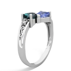 Alexandrite Snuggling Hearts 14K White Gold ring R2178