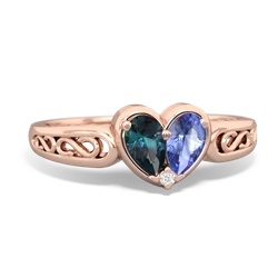 Alexandrite Filligree 'One Heart' 14K Rose Gold ring R5070