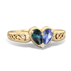 Alexandrite Filligree 'One Heart' 14K Yellow Gold ring R5070