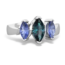 Alexandrite Three Peeks 14K White Gold ring R2433