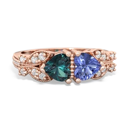 Alexandrite Diamond Butterflies 14K Rose Gold ring R5601