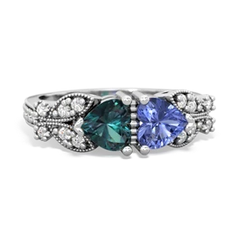 Alexandrite Diamond Butterflies 14K White Gold ring R5601