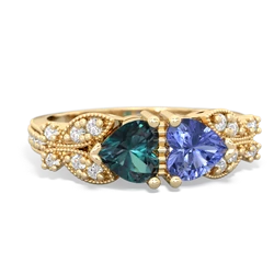 Alexandrite Diamond Butterflies 14K Yellow Gold ring R5601