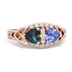 Alexandrite Sparkling Celtic Knot 14K Rose Gold ring R2645