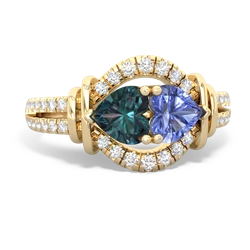 Alexandrite Art-Deco Keepsake 14K Yellow Gold ring R5630