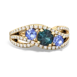 Alexandrite Three Stone Aurora 14K Yellow Gold ring R3080