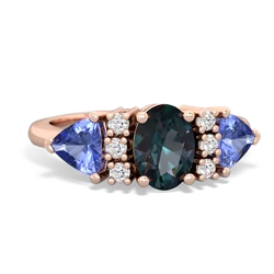 Alexandrite Antique Style Three Stone 14K Rose Gold ring R2186