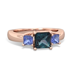 Alexandrite Three Stone Trellis 14K Rose Gold ring R4015