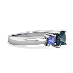 Alexandrite Three Stone Trellis 14K White Gold ring R4015