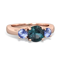 Alexandrite Three Stone Round Trellis 14K Rose Gold ring R4018