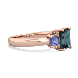 Alexandrite Three Stone Emerald-Cut Trellis 14K Rose Gold ring R4021