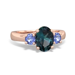 Alexandrite Three Stone Oval Trellis 14K Rose Gold ring R4024