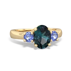 Alexandrite Three Stone Oval Trellis 14K Yellow Gold ring R4024