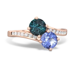 Alexandrite Channel Set Two Stone 14K Rose Gold ring R5303