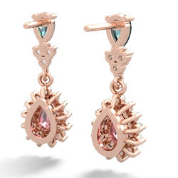 Alexandrite Halo Pear Dangle 14K Rose Gold earrings E1882