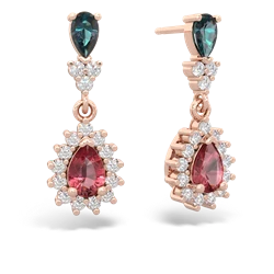 Alexandrite Halo Pear Dangle 14K Rose Gold earrings E1882