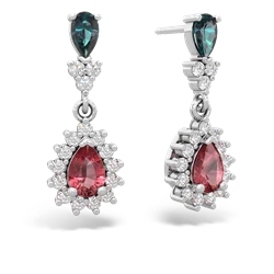 Alexandrite Halo Pear Dangle 14K White Gold earrings E1882