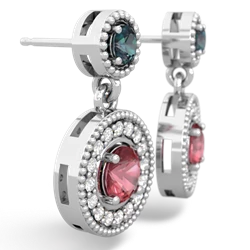 Alexandrite Halo Dangle 14K White Gold earrings E5319