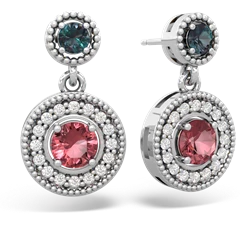 Alexandrite Halo Dangle 14K White Gold earrings E5319