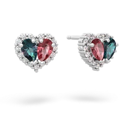 Alexandrite Halo 14K White Gold earrings E7008