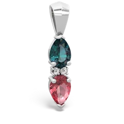 Alexandrite Bowtie Drop 14K White Gold pendant P0865