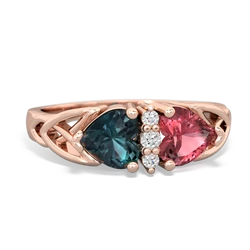 Alexandrite Celtic Knot Double Heart 14K Rose Gold ring R5040