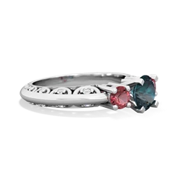 Alexandrite Art Deco Eternal Embrace Engagement 14K White Gold ring C2003