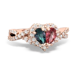 Alexandrite Diamond Twist 'One Heart' 14K Rose Gold ring R2640HRT