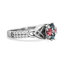 Alexandrite Celtic Knot Cluster Engagement 14K White Gold ring R26443RD