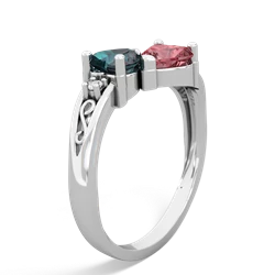 Alexandrite Snuggling Hearts 14K White Gold ring R2178