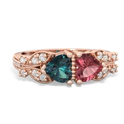 Alexandrite Diamond Butterflies 14K Rose Gold ring R5601