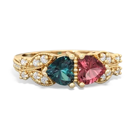 Alexandrite Diamond Butterflies 14K Yellow Gold ring R5601