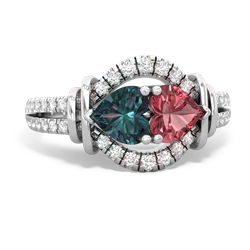 Alexandrite Art-Deco Keepsake 14K White Gold ring R5630