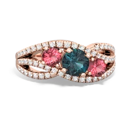 Alexandrite Three Stone Aurora 14K Rose Gold ring R3080