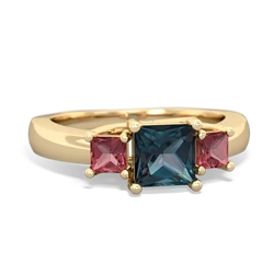 Alexandrite Three Stone Trellis 14K Yellow Gold ring R4015