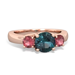 Alexandrite Three Stone Round Trellis 14K Rose Gold ring R4018