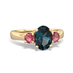 Alexandrite Three Stone Oval Trellis 14K Yellow Gold ring R4024